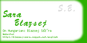 sara blazsej business card